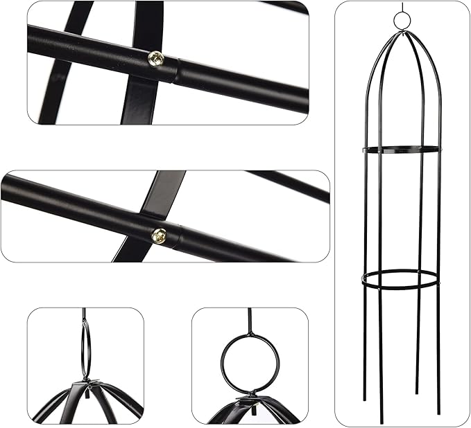 Garden Trellis for Climbing Plants Tower Obelisk Garden TrellisEuropean Iron Flower StandTall Plant Support Vine Supports Plant TowerOutdoor Flower Garden Support Rack (Medium