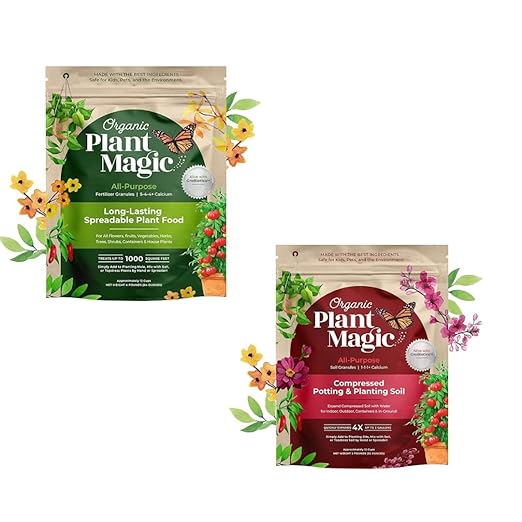 Organic Plant Magic Compressed Organic Potting Soil for Garden Plants &amp Vegetables + Truly Organic™ Slow Release Granular Fertilizer