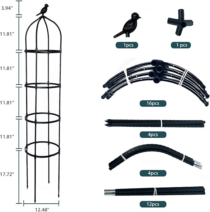 2 Pack Garden Obelisk Trellis for Climbing Plants Outdoor Plant Trellis Garden Tower Trellis for Potted Plant Climbing Flowers Vegetable Cucumber Trellis