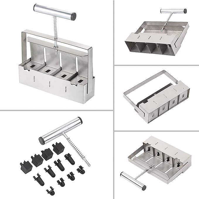 Dxcaicc Soil Blocker Stainless Steel Auxiliary Planter with 3 Accessories to Quickly Make A Set of 4 * 5Cm Soil Blocks
