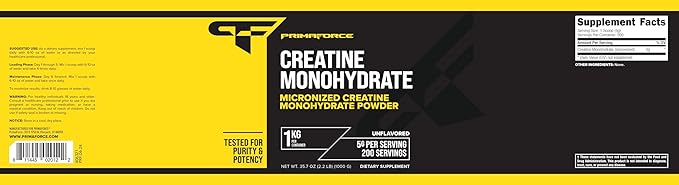 Primaforce Creatine Monohydrate Powder – 1000 Grams - Micronized