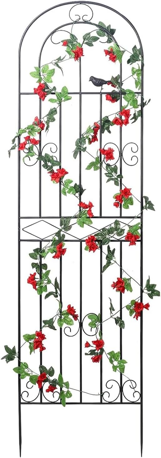 180 200 220cm Metal Decorative Garden Trellis Support Trellis for Climbing Plants Outdoor Roses Vine Cucumbers Vegetables Flower Support(180cm/70.87″)