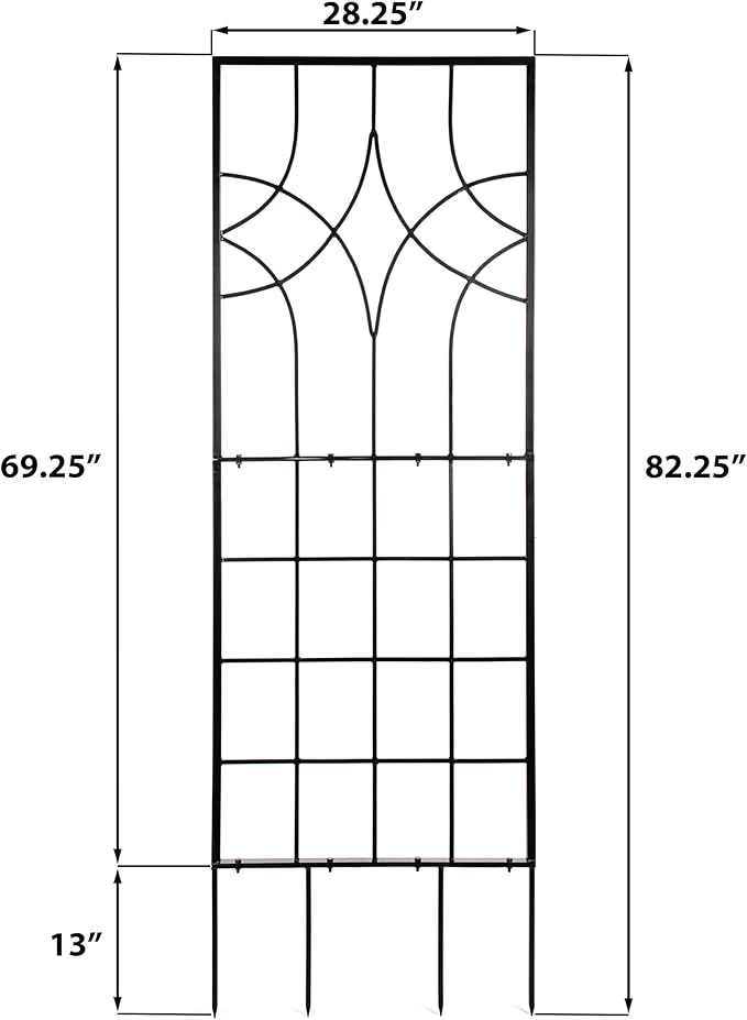 H Potter Garden Trellis Geometric Wrought Iron Heavy Duty Metal Panel Screen (Black Large)