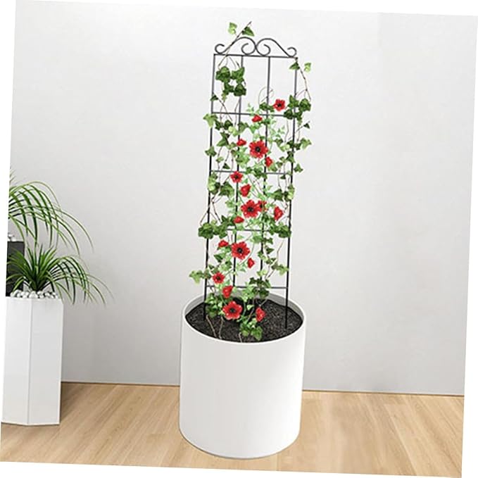 Uonlytech 4pcs Metal Garden Trellis Plant Support Stakes Climbing Vine Frame for Indoor Outdoor Potted Plants 50x15cm Black Climbing Houseplant Stem Supports