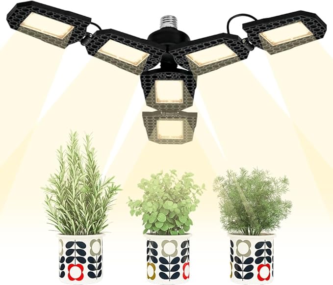 250W LED Full Spectrum E26/E27 Deformable Growth Sunlike Seedling Hydroponic Lighting 6-Leaf Foldable Greenhouse Tent Planting Box UV/IR Vegs Flower and Fruit Cactus Potted Moss Cultivation Lamp
