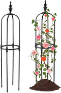 Garden Obelisk Trellis for Climbing Plants 2FT/3FT/4FT/5FT Rose Bush Round Trellis for Pots Rustproof Metal Plant Flower Trellises Thickened Tube Plant Tower Trellis for Clematis Vine Support Outdoor