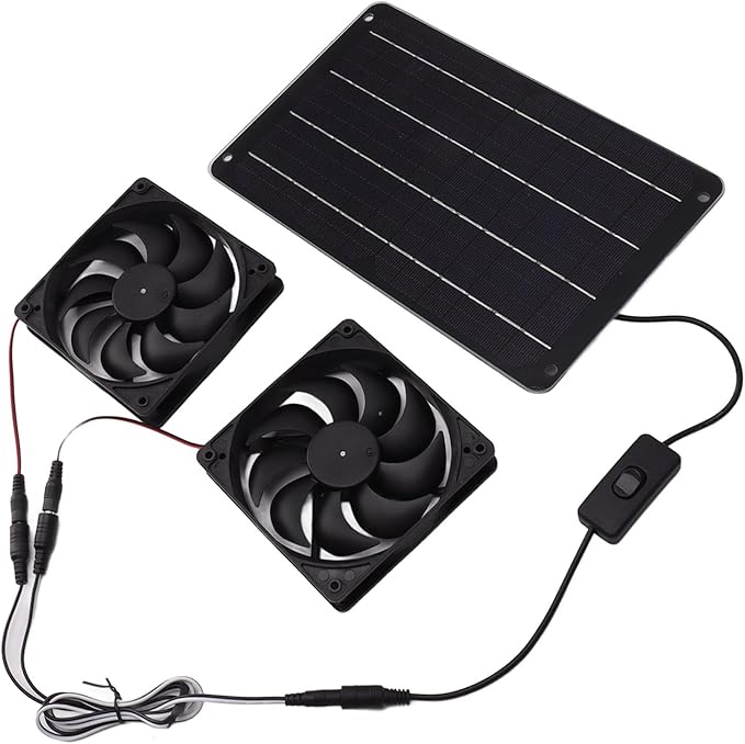 VINGVO Solar Fan Solar Heater For Chicken Coop 20W Greenhouse Heater Solar Powered Solar Powered Exhaust Fan For Outside Chicken Coops Greenhouses Sheds