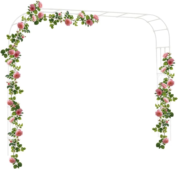 Garden Trellis Arch 9.8L X 1.3W X 8.2H Ft Metal Outdoor Garden Arbor Trellis Lattice Climbing Plants Arbor for Climbing Plant Outdoor Wedding Party Backyard Lawn