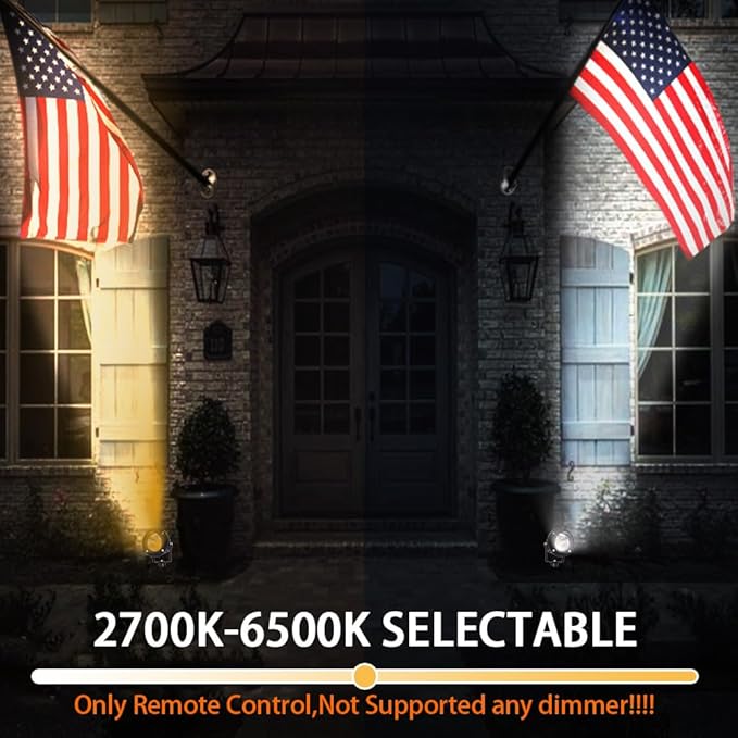 LED Outdoor Spot Lights120V Landscape Lighting Outdoor Spotlight With Plug Cord  2700K-6500K Stepless Dimmable Landscape Light with Timer and Remote for Yard Garden Pathway flag (20W Pack 4)