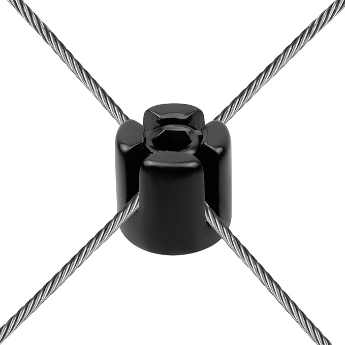 20 Pcs Black Cross Cable Clamps 316 Stainless Steel Cable Clips No Drilling Required Wire Rope Wall Trellis Kit Fittings for Steel Wire Nets Vines and Climbing Plants(Fit 3/25 Cable)