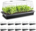 1020 Trays with Tall 7.3'' Dome 10-Pack Extra Large Seed Starter Tray with Humidity Domes Heavy Duty 1020 Seed Trays and Flats with Lid Seed Germination Mini Greenhouse No Hole for Balcony Garden
