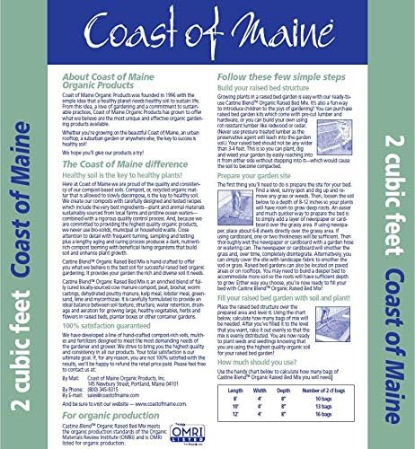 Coast of Maine Organic &amp Natural Castine Blend Soil - Nutrient-Rich Garden Soil w/Mycorrhizae Biochar - Enhanced Drainage &amp Aeration - for Raised Bed Gardening &amp Container Gardening (2 cu