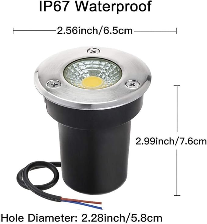 4PCS Recessed Outdoor Spotlights - Outdoor Buried Lights Low Voltage Landscape Light 3W Round Underground Light/COB In Ground LED Light/IP67 Waterproof Mini Landscape Lighting for Terrace