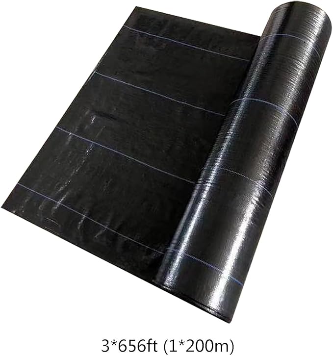 Heavy Duty Weed Control Membrane High Density Weed Barrier Fabric Resistant Ground Cover Membrane Weed Matting for Artificial Grass Patios Paths Flower Beds(1 * 200m)