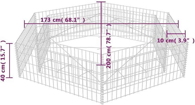 Galvanized Steel Gabion Raised Bed for Fencing Retaining Walls &amp Garden Landscape Welded Wire Mesh Grid Great for Patio 78.7x68.1x15.7 in