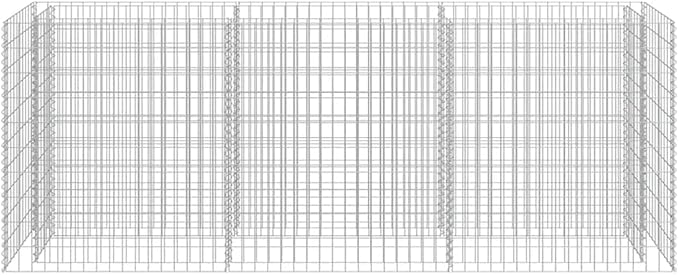 Gabion Raised Garden Bed Silver Galvanized Steel Large 106.3x106.3x39.4 Inch Durable Metal Planter Box for Outdoor Plants Gardening