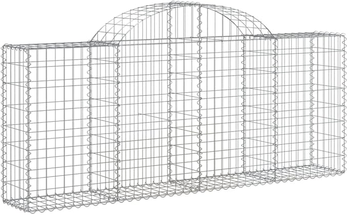 Gabion Basket Set of 2 Silver Galvanized Iron Large Rectangular 78.7x11.8x31.5 Inch Outdoor Garden Retaining Wall Durable Landscape Barrier
