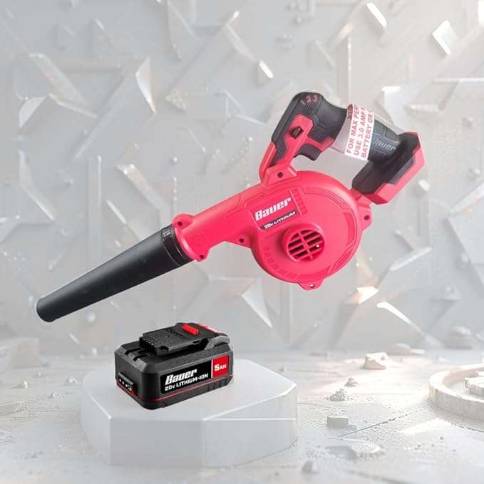 20V Cordless 200 MPH Compact Jobsite Blower with 20V 5 Ah Extended Performance Lithium-Ion Battery Compatible with Bauer