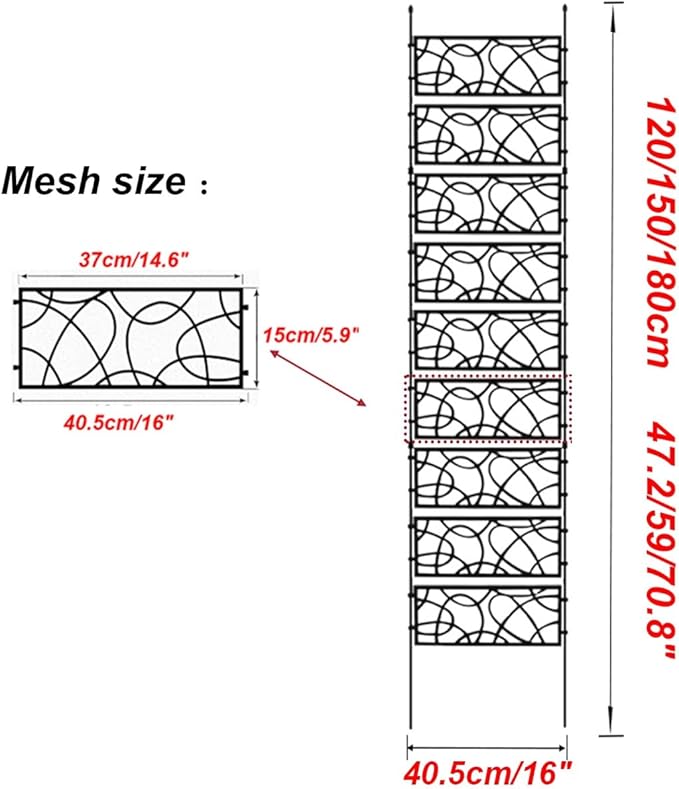 Foldable Garden Trellis 120/150/180cm High Potted Plant Climbing Support Garden Fence for Decorative Privacy Screen Plant Stake(81x18cm/31.9x70.9in)