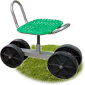 Wheeled Work Stool with Adjustable Swivel Seat Suitable for Weeding Gardening and Outdoor Lawn Care Garden Cart (C)