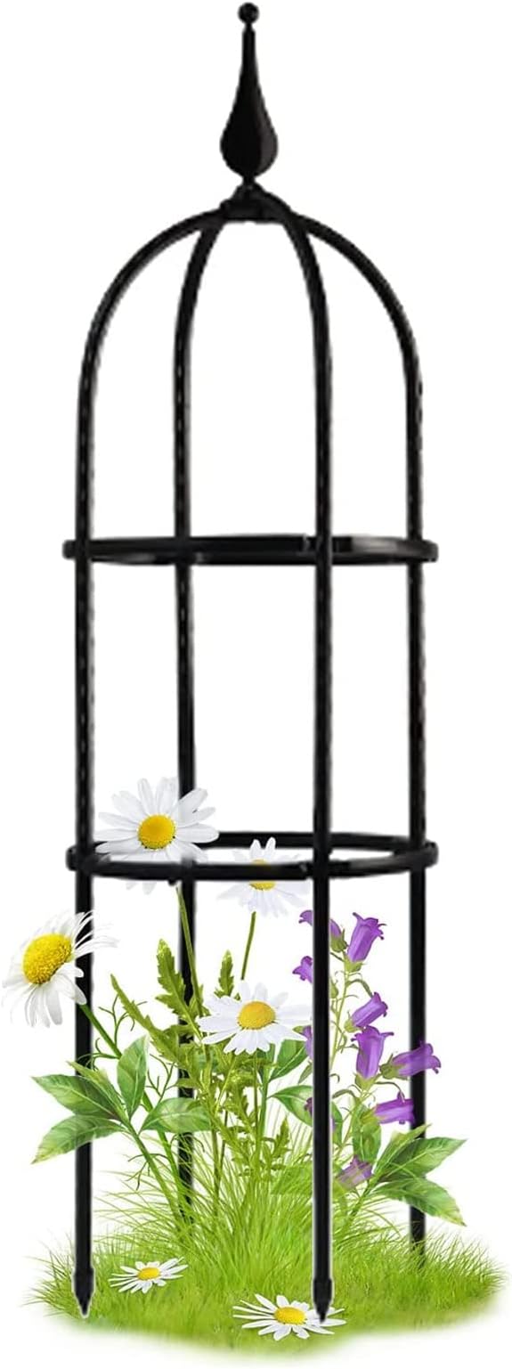 Garden Trellis for Climbing Plants Garden Tower Obelisk Trellises Rustproof Metal Potted Plant Climbing Support Large Garden Trellis Plant Supports for Climbing PlantsBlack25 * 75 cm