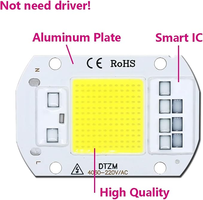 10PCS LED Chip Diode 220V LED Lamp 50W 30W 20W No Need Driver for Flood Light Spotlight LED Full Spectrum Plant Growth Lamp chip(Coldwhite10W)