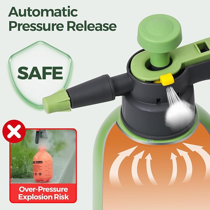 T4U Pump Sprayer 1/2 Gallon PP Hand Pump Pressure Sprayer for Home Garden Plant Care and Household Cleaning with Built-in Measuring Cup &amp Adjustable Nozzle Suitable for Fertilizers &amp Common