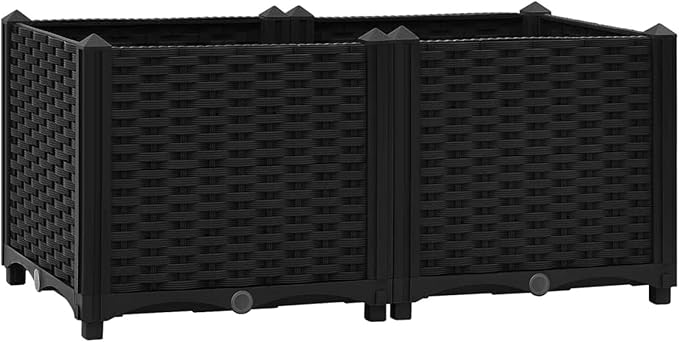 Raised Bed Durable Black Polypropylene Planter Box for Outdoor Gardening Vegetables Herbs and Flowers