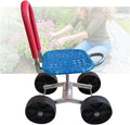 Rolling Gardening Work Stool Bearing 150kg Adjustable HeightGarden Helper with Foldable Backrestfor Yard Patio(Blue4 Wheels)