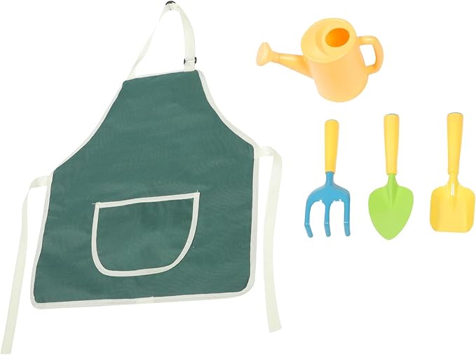 DOITOOL Garden Tool Set with Mini Shovels Rake Watering Can and Solid Color Apron for Outdoor Planting and Gardening Activities