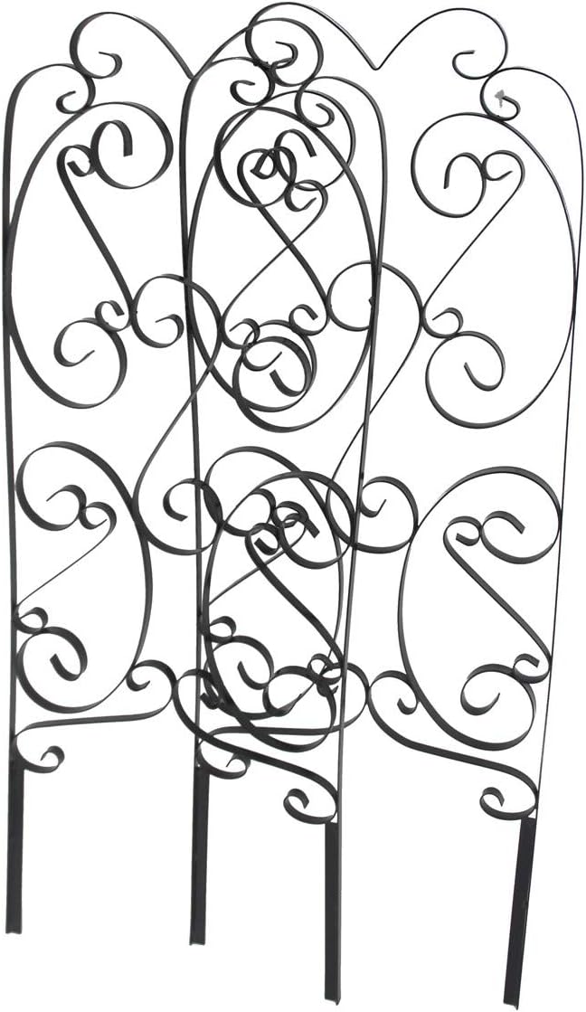 FixtureDisplays® 2 Pack Garden Trellis for Climbing Plants 45 x 16 Sturdy Black Metal Trellis for Plants Support Lattice Metal Trellises for Climbing Rose Vine Flower Cucumber Clematis 10026