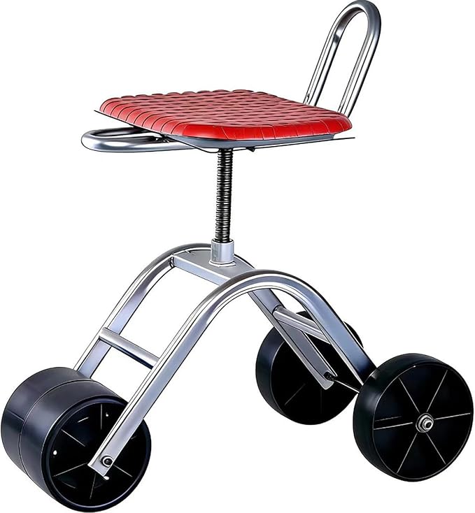 Gardening Bench Seat with Wheels Foldable Garden Cart Stool Work Seats Outdoor Steerable Stools for Patio Lawn Yard(sanlunB1-2)