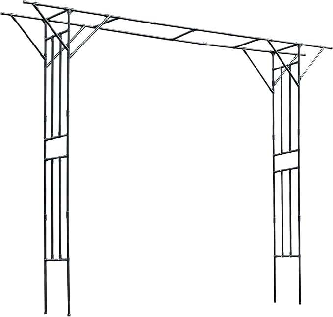 11.8x8.9ft Large Garden Trellis for Climbing Plants Heavy Duty Steel Arch Trellis for Outdoor Cucumber Grape Rose Pea Flower Plant Support Garden Arch for Wedding Arch Decor (Black)