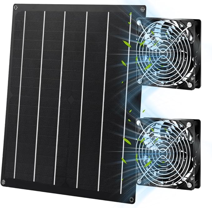 Solar Fan for Chicken Coop 20W Solar Powered Fans with Dual IP65 Waterproof Fans for Outside solar panel kit