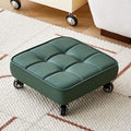 Low Rolling Stool Upgrade Widen Roller Seat 360 Bearing Wheels Soft PU Leather Short Rooling Stools for Home Garden Office (Gray1 One Size) (Green One Size)