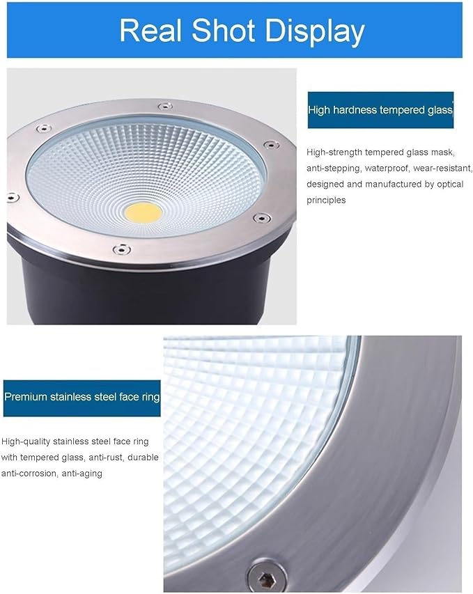 Buried Lights - LED Landscape Lights AC85-265V Outdoor Embedded Lawn Spot Light IP65 Waterproof COB Ground Spotlight for Parks Courtyards Corners Lighting(Warm Light10W(150 * 90mm))