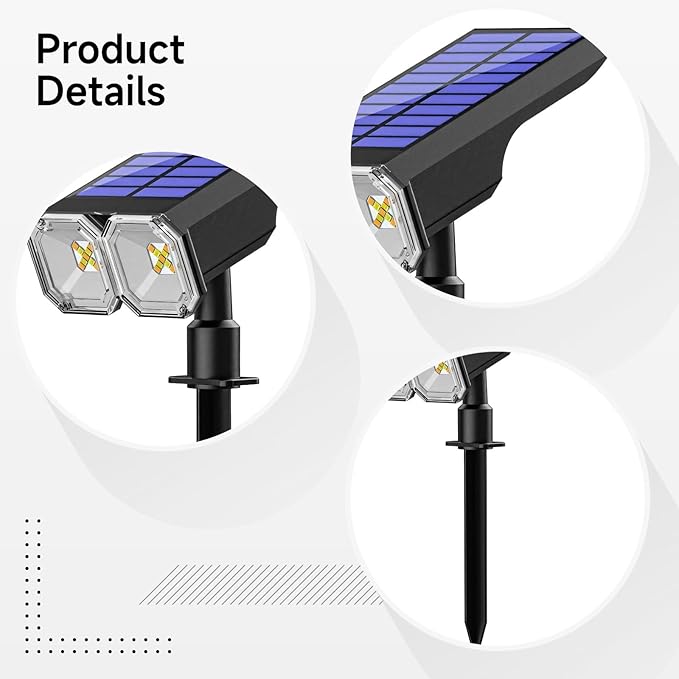 Outdoor Waterproof Solar Spotlights Abs Material Eight Rgb Light Choices 90° Head Adjustable Solar And U Power Great For Pathway Patio Garden Garage