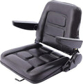 Universal Forklift Seat Foldable Tractor Seat with Armrests 35-175° Height &amp Angle Adjustable Lawn Mower Seat High Resilience Forklift Seat Black PVC Tractor Seat Heavy Mechanical Seat