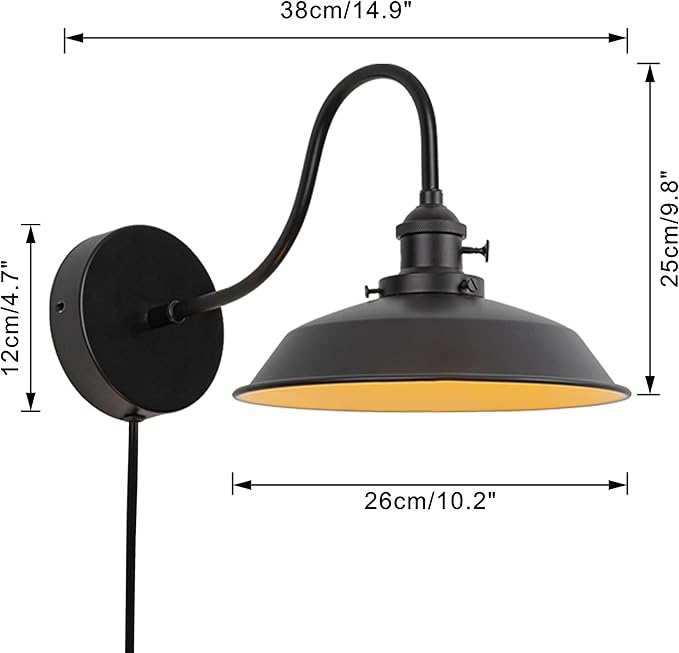 Hook Mounted Plant Light Full Spectrum 6000K 25W White Light Timing Plug in Cord Industrial Style Goose Neck Wall Lamp for Flowers Growing Indoor Plants