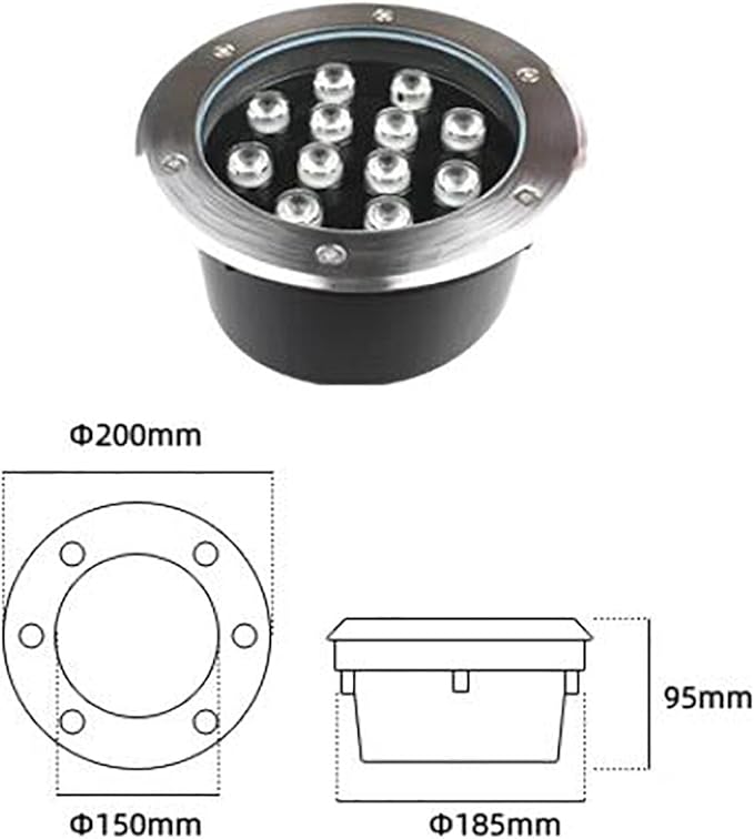 LED Landscape Lights - Outdoor Buried Lights Embedded Spotlights IP67 Waterproof Recessed Ground Lamp Garden Lawn Lamp Outdoor Buried Wall Washer SpotlightRgb-12W