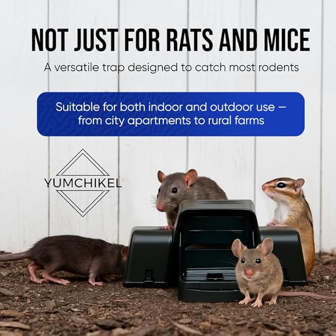 Rat and Chipmunk Traps. Prevents Accidental Triggering with Dual Tunneled Design. Covered Snap Traps Reusable Pest Control for RatsOutdoor Indoor &amp Use 4 Pack (4)