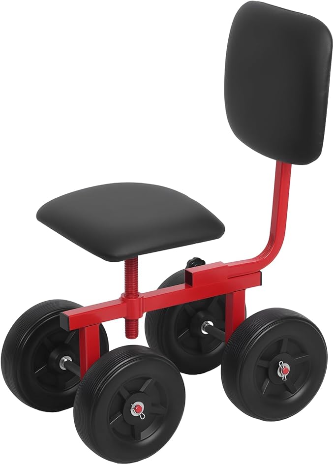 Garden Seat with Wheels Garden cart with seat Rolling Gardening Stool Seat Outdoor Gardening Scooter Lawn Yard Stool for Gardening Planting (Black)