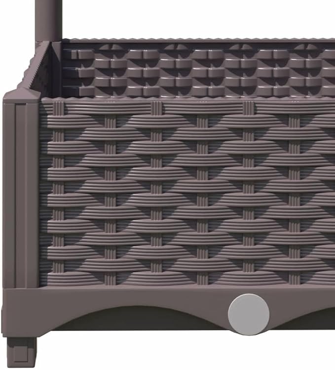 vidaXL Garden Planter with Trellis Brown 47.2x15.7x47.8 Weather- PP for Balcony/Terrace/Garden Entries