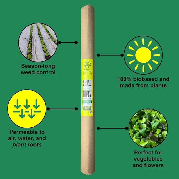 Weed Barrier 34 x 25FT Natural Eco-Friendly Landscape Fabric Garden Ground Cover Paper Mulch Gardening Weed Mat Geotextile Fabric Weed Blocker