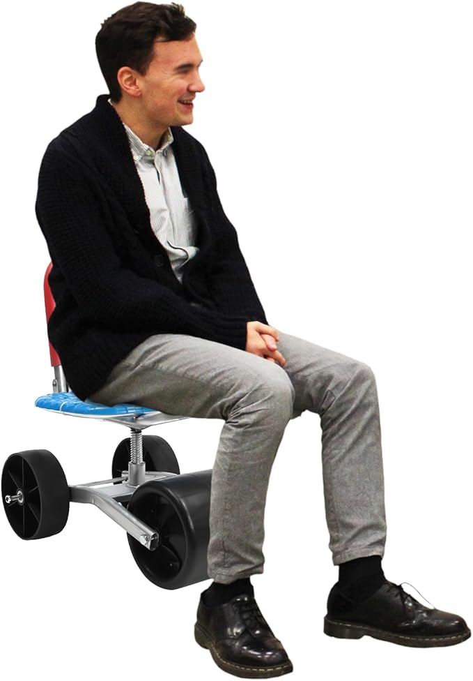 360° Rotating Garden Cart Rolling Stool with Wheels - Adjustable Height Comfortable Cushion for Agricultural Picking and Gardening