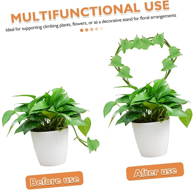 VICASKY 4pcs Indoor Plant Trellis Heart Plant Stake Iron Garden Trellis for Climbing Vines Flowers