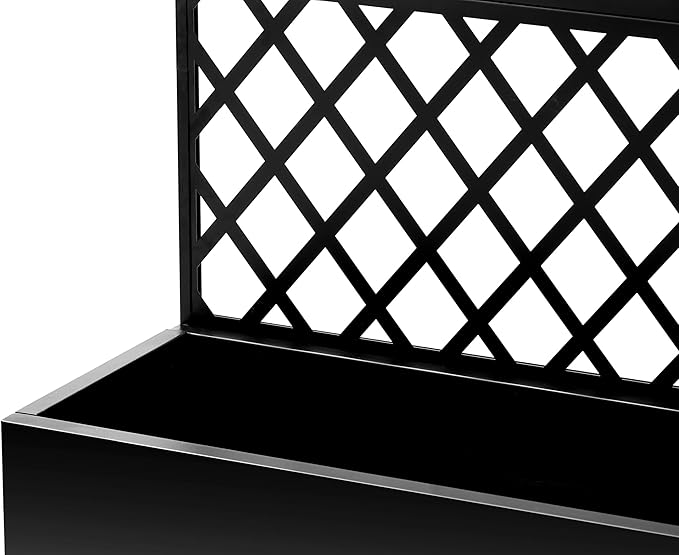 71x46x16 Inch Large Steel Raised Garden Bed Mobile Planter Box with Trellis and Privacy Screen Lockable Casters &amp Drainage Holes Outdoor Vegetable Garden for Vines Flowers Patio Deck Balcony