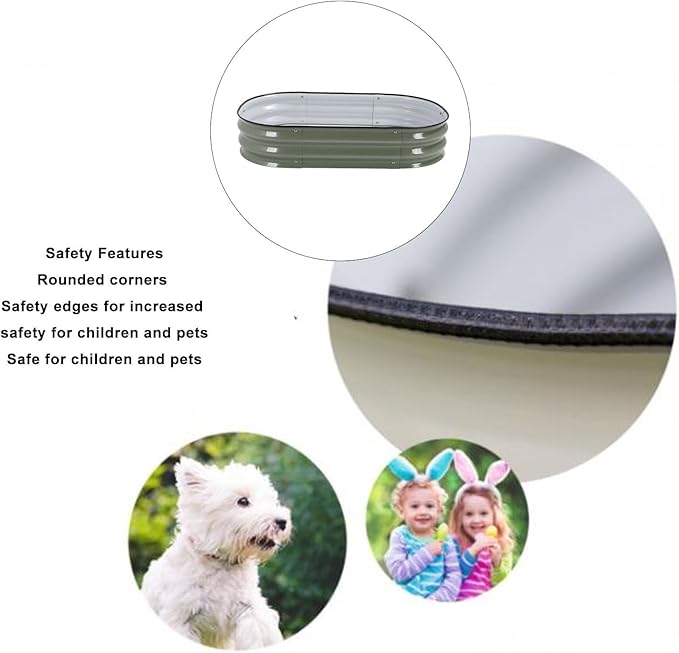 Fabater Raised Garden Bed Kit Oval Raised Planter Bed Open Base for Vegetables Easy Installation for Home School Garden Hotel (Light Green)