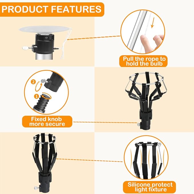 12FT Lightbulb Changer for High Ceilings High Reach Light Bulb ChangerLight Bulb Changer with Pole ExtensionBaskets and Suction Cup Bulb Removal Tool