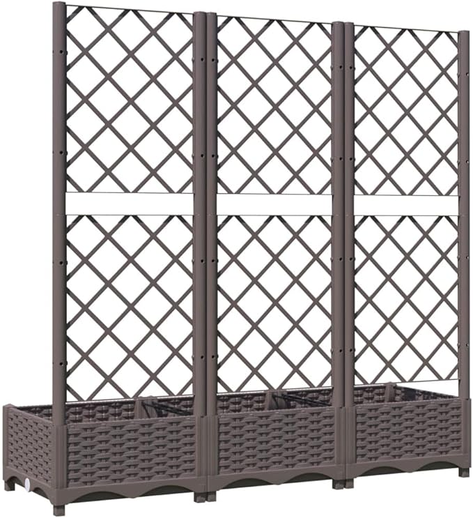 vidaXL Garden Planter with Trellis Brown 47.2x15.7x47.8 Weather- PP for Balcony/Terrace/Garden Entries